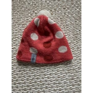 Smartwool Kids Merino Wool Polka Dot Beanie Pink White Pom Pom Knit Hat toddler